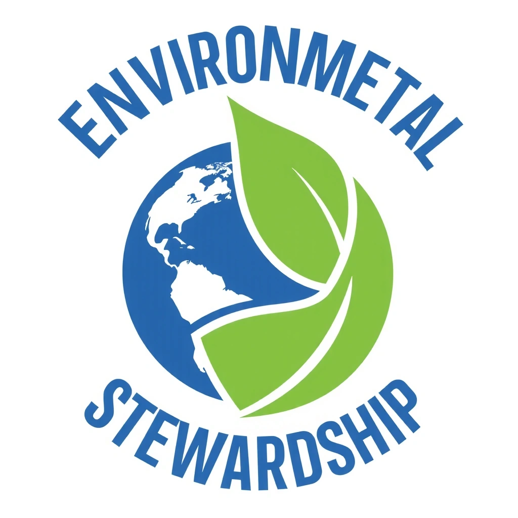 A stylized icon of a globe with a leaf, representing environmental stewardship.