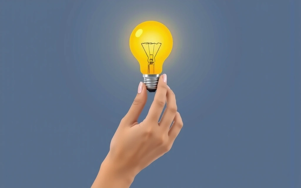 Stylized illustration of a hand holding a glowing lightbulb, representing intellectual property